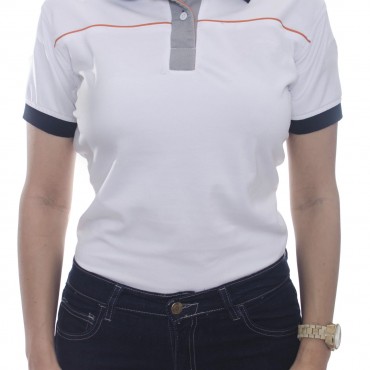 Camiseta tipo polo dama, combinada